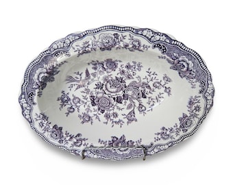 Mulberry Oval Vegetable Bowl in Bristol Pattern by Crown Ducal c1930 English Transferware
