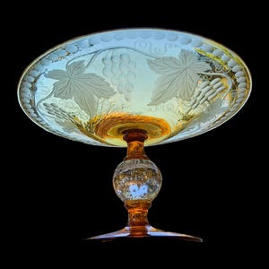 Pairpoint Amber Controlled Bubble Comport with Grapevine Cut