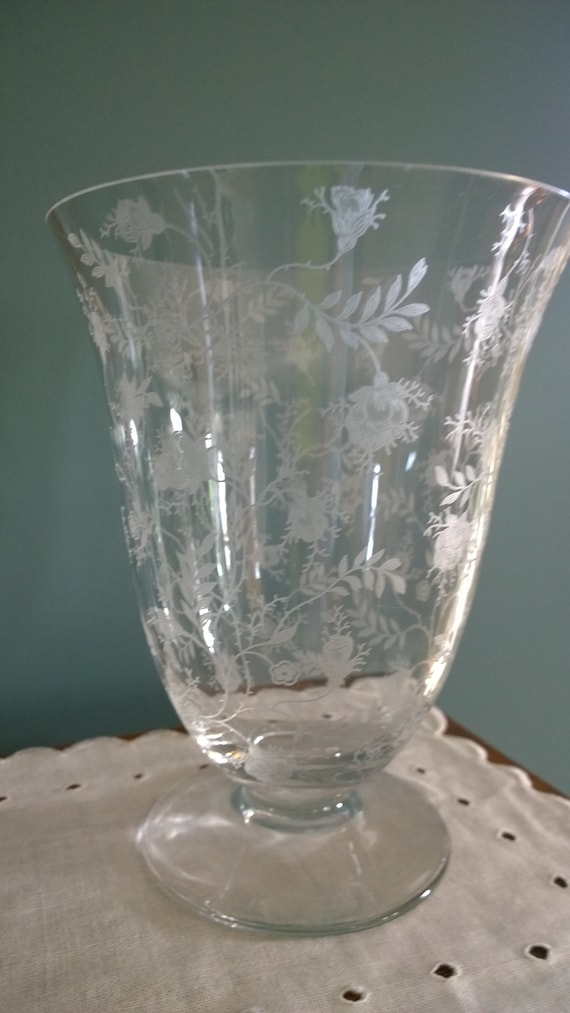 Fostoria Glass Vase In Chintz Pattern Vintage Charm Etsy