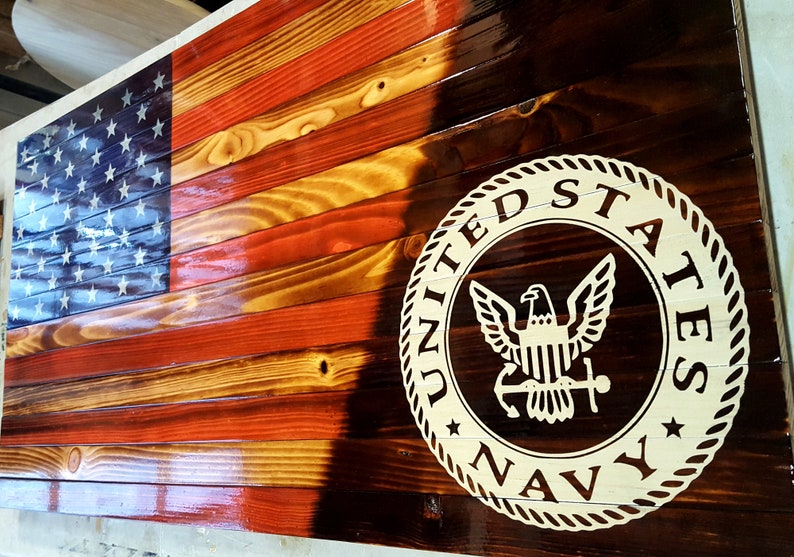 Medium Rustic American Wood Flag 18x35 Inches