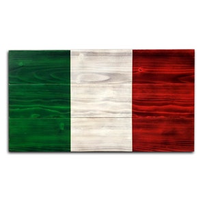 Rustic Italian Wood Flag - Italian Handcrafted Wooden Flag - Italian Wooden Flag - Italian Gift Ideas