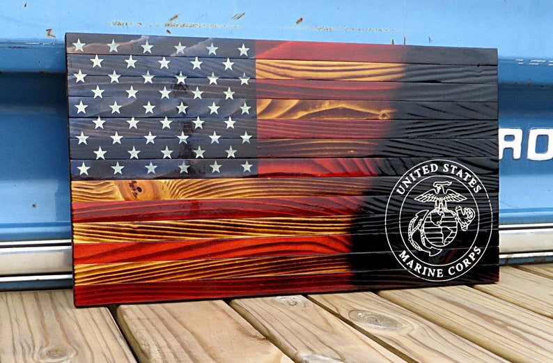 Medium Rustic American Wood Flag 18x35 Inches