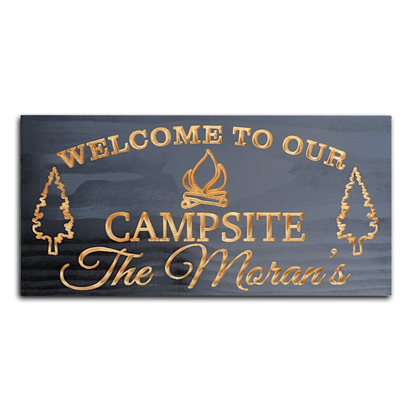 Carved Camping Sign - Personalized Family Camping Sign - Engraved Camping Sign - Camping Gifts