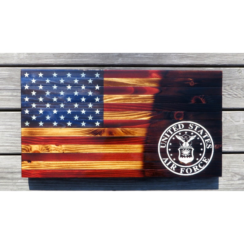 Medium Rustic American Wood Flag 18x35 Inches