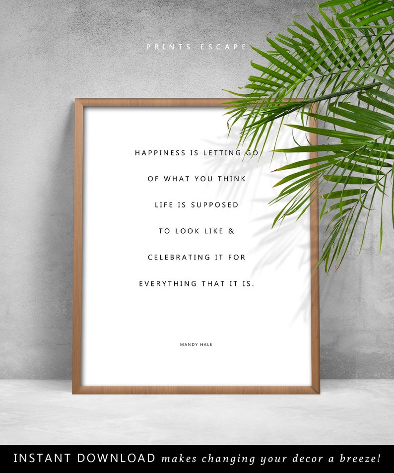 Mandy Hale Inspirational Quote Printable Wall Art Happiness | Etsy