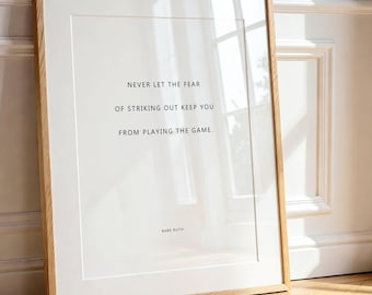 Babe Ruth Minimalist Quote Print: Inspirational Baseball Wall Art (Digital Download)
