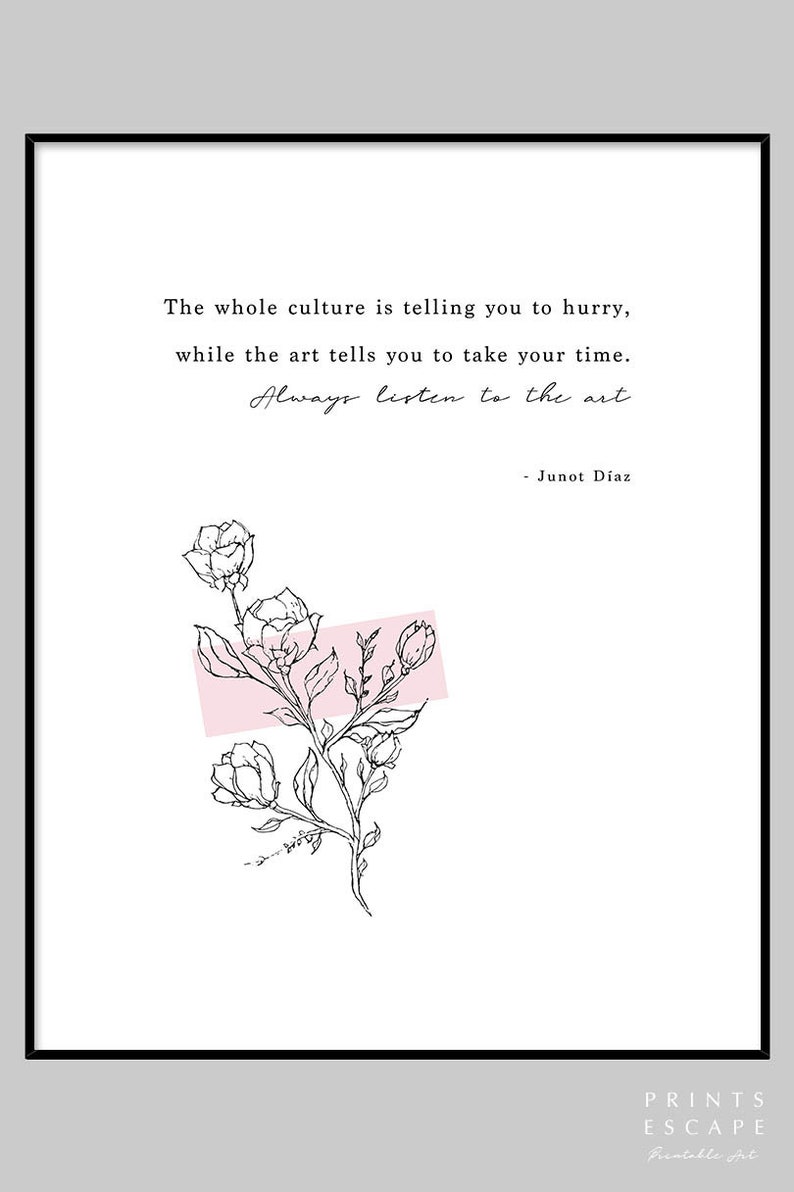 Junot Díaz Art Quote Botanical Line Drawing Print Modern ...