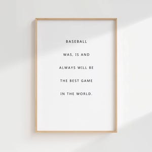 Baseball Quote Art Print: Minimalist Sports Decor (Digital Download)