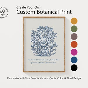 Custom Bible Verse Print, Vintage Botanical Illustration, Personalized Floral Scripture Art, Christian Faith Printable, Inspirational Quote