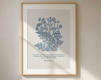 Romans 15:13 – God of Hope, Bible Verse Printable, Christian Floral Wall Art, Hope Scripture Print, Encouragement Gift (Digital Download)