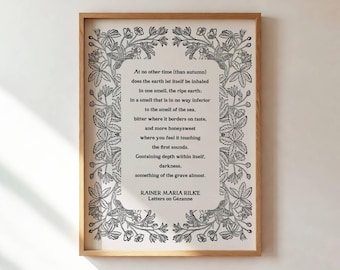 Rainer Maria Rilke Autumn Quote Print: Vintage Botanical Art (Digital Download)