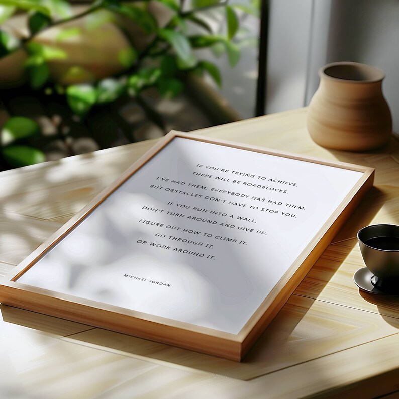 Obstacles Motivation, Minimalist Sports Theme Wall Decor, Printable Teen Dorm Room