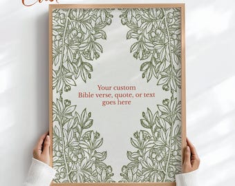 CUSTOM Scripture Wall Art, Floral Christian Quote Gift, Personalized Bible Verse (Printed and Shipped)