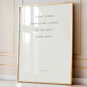 Babe Ruth Quote Print, Inspirational Quote, Motivational Printable Wall Art, Baseball Printable Poster, Sports Quote Art, Simple Minimalist