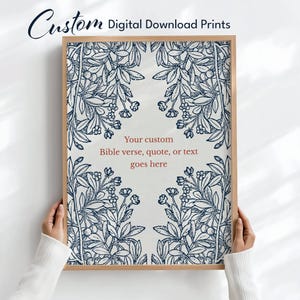 Custom Bible Verse Botanical Print: Personalized Christian Quote Gift (Digital Download)