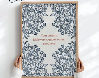 Custom Bible Verse Botanical Print: Personalized Christian Quote Gift (Digital Download)