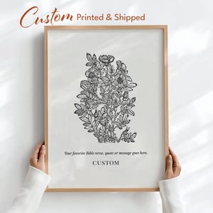 CUSTOM Scripture Wall Art, Personalized Christian Print - Multiple Floral Options (Printed and Shipped)