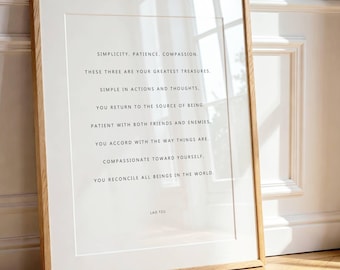 Lao Tzu Quote Print: Simplicity, Patience, Compassion (Digital Download)