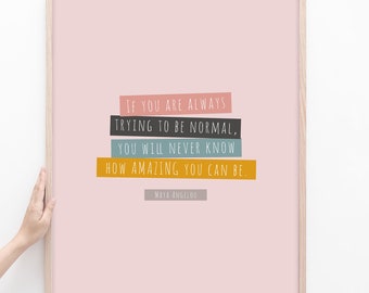 Maya Angelou Quote, Girls Room Decor, Printable Quote, Blush Pink Printable Wall Art, Modern Quote Print Art, Print at Home Quote Art