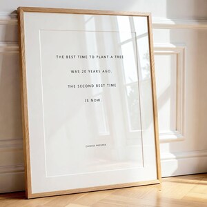 Cita "Planta un árbol", arte minimalista, impresión de proverbio chino (descarga digital)