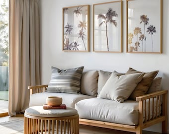 Neutral Palm Tree Print Set: Boho Coastal Wall Art (Digital Download)