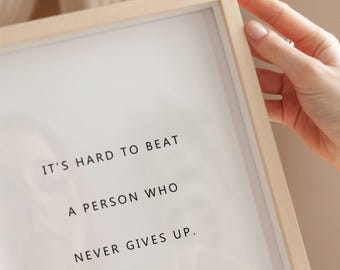 Never Give Up Quote Print, Motivational Wall Art, Inspirational Babe Ruth Quote, Success Mindset Poster, Sports Quote (Digital Download)