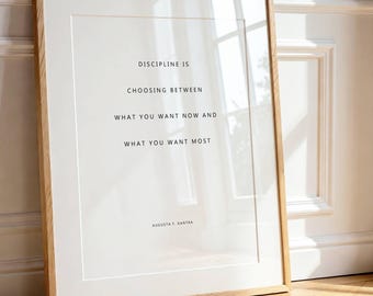 Cytat Abrahama Lincolna o dyscyplinie: Minimalistyczna sztuka typograficzna (pobranie cyfrowe)