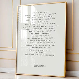 Cytat z książki Life Will Break You Print - Głęboki, serdeczny cytat literacki, Minimalistyczny projekt ścienny, Cytat Louise Erdrich do wydrukowania