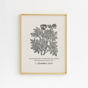 1 Corinthians 13:13 Wall Art – Faith Hope Love Bible Verse Print, Christian Wedding Gift, Anniversary Bible Verse Decor for Christian Couple