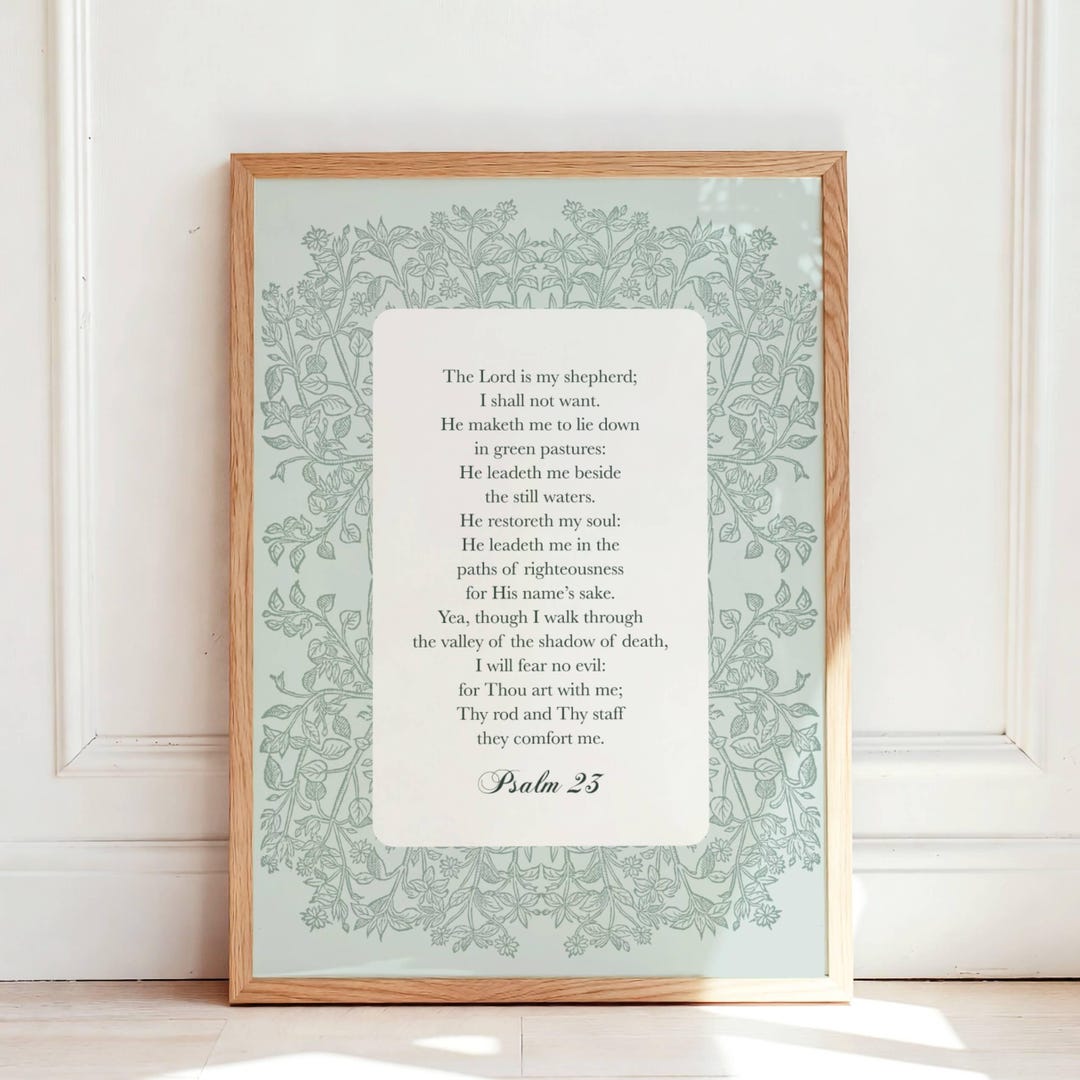 Psalm 23 Sage Wall Art Printable, the Lord is My Shepherd Bible Verse ...