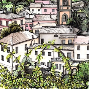 Bagni Di Lucca-afdruk: Toscane pentekening - ingelijst