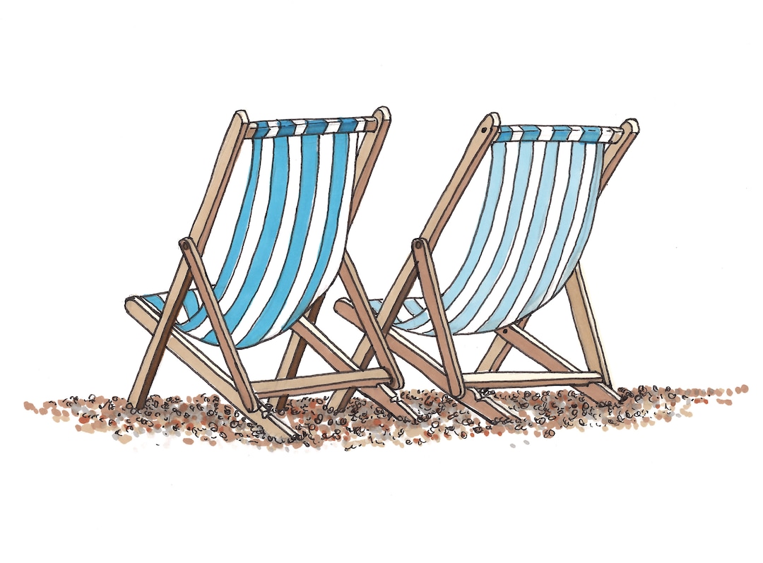 Limited Edition Print of a Pen and Ink Drawing of Deck Chairs Etsy
