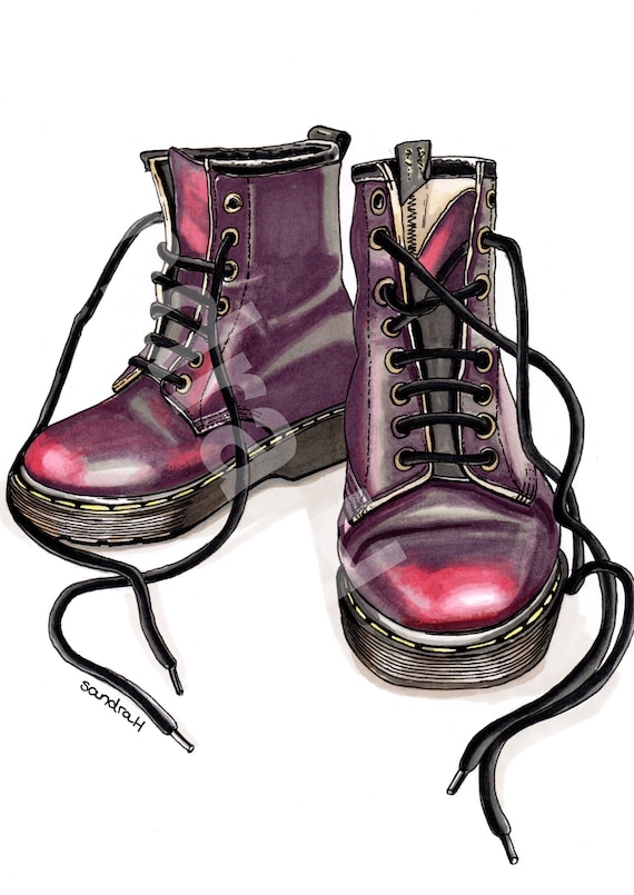 アート・デザイン・音楽 40th anniversary Dr.Martens archive book Dr Martens Boots Pen & Ink Art Print - Limited Edition With