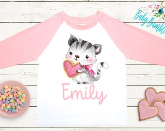 Valentines Day Shirt // Personalized Name // Valentine // Girl Shirt // Kitty Cat // My First Valentines Day // Toddler Shirt // kids shirt