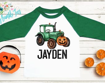 Boys Tractor Shirt - Personalized Name T-Shirt - Pumpkin Patch - Custom Name - Thanksgiving - Toddler Tshirt - Kids Shirt - Halloween