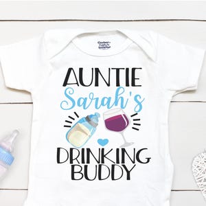 Auntie Drinking Buddy Bodysuit // Aunt Gift // Baby Boy Outfit // Baby Boy  // Baby Shower Gift / Wine / Funny Bodysuit / Kids Shirt