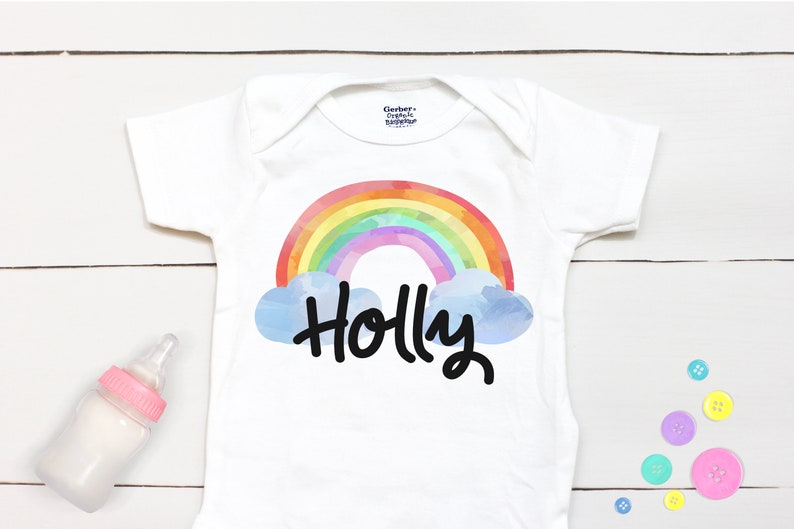 Rainbow Baby Onesie\u00ae Personalized Name Take Home Outfit Coming Home Outfit Rainbow Bodysuit Baby Shower Gift Custom Name