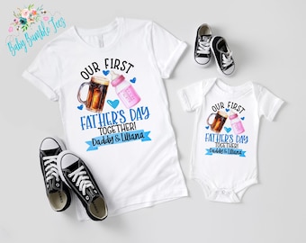 Camisetas para el primer Día del Padre / Conjunto de camisetas a juego para niñas para el primer Día del Padre / Nombre personalizado / Regalo para el Día del Padre / Regalo para el Día del Padre / Cerveza