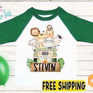 Safari Name Shirt,  Boys Safari Animals Shirt, Toddler Shirt, Baby Boy Outfit, Toddler Personalized Shirt, Kids T Shirt, Custom Name