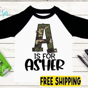 Boys Letter School Shirt - Custom Name First Day Of School Shirt - Preschool, Pre- K, Kindergarten, First Grade Shirt - Kids Back To School