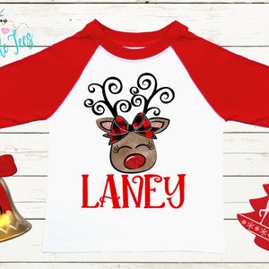 Reindeer Name Shirt //  Personalized Name // Christmas t-shirt // Baby Girl // Holiday Shirt // Toddler// Kids Shirt // First Christmas