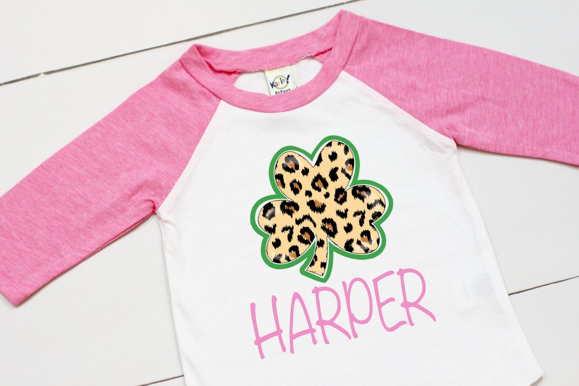 Cheetah Four Leaf Clover Shirt // Personalized Name // St | Etsy
