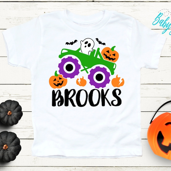 Halloween Monster Truck Shirt // Personalized Name // Boys Halloween Shirt // Toddler Shirt // Kids Shirt // Kids Halloween Shirt // Ghost