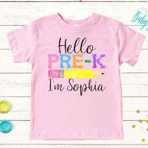 Hello Pre-k Shirt // Custom Pre K Shirt // Girls School Shirt // Back To School Shirt // First Day Of School / Kids School Shirt / Preschool