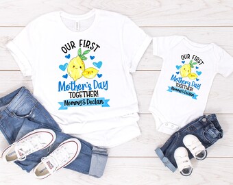 First Mother's Day Shirts / Our First Mothers Day Matching Shirts Set / Personalized Name / First Mothers Day / Mother's Day Gift / Lemons