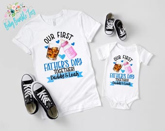 Camisetas para el primer Día del Padre / Conjunto de camisetas a juego para niñas para el primer Día del Padre / Nombre personalizado / Regalo para el Día del Padre / Regalo para el Día del Padre / Whisky