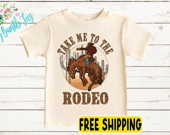Camiseta infantil "Llévame al rodeo", camiseta vaquera para niño, camiseta retro para niño, camiseta vaquera campestre, camiseta de caballo, 4 de julio