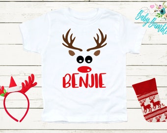 Reindeer Name Shirt // Personalized Name // Christmas // Toddler Shirt // Holiday // Kids Shirt // Gift // First Christmas // Reindeer
