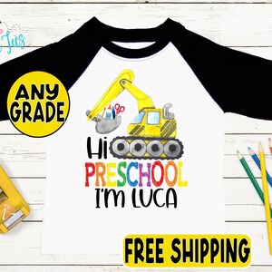 Boys School Truck Shirt - Custom Name First Day Of School Shirt - Preschool, Pre K Kindergarten, 1st Grade Shirt - Kids Back To School