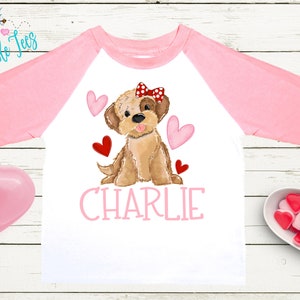 Girls Valentines Day Shirt // Puppy Shirt // Personalized Name // Dog Valentine // My First Valentines Day // Toddler Shirt // kids shirt